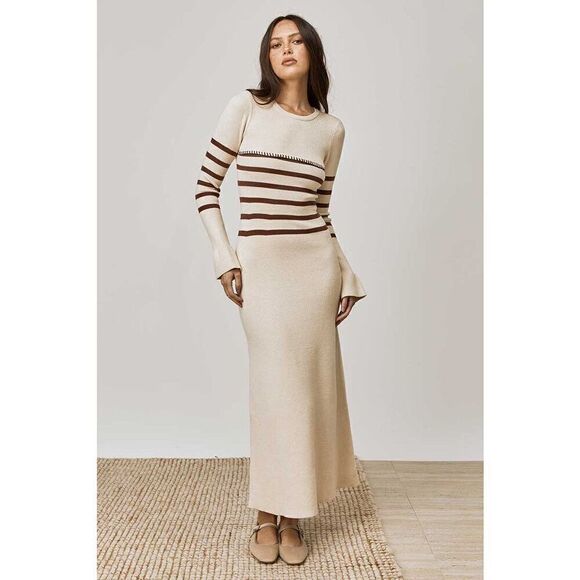 MON RENN RHYTHM STRIPE KNIT DRESS - White/Black STRIPE size S NWT$219 - Picture 1 of 8